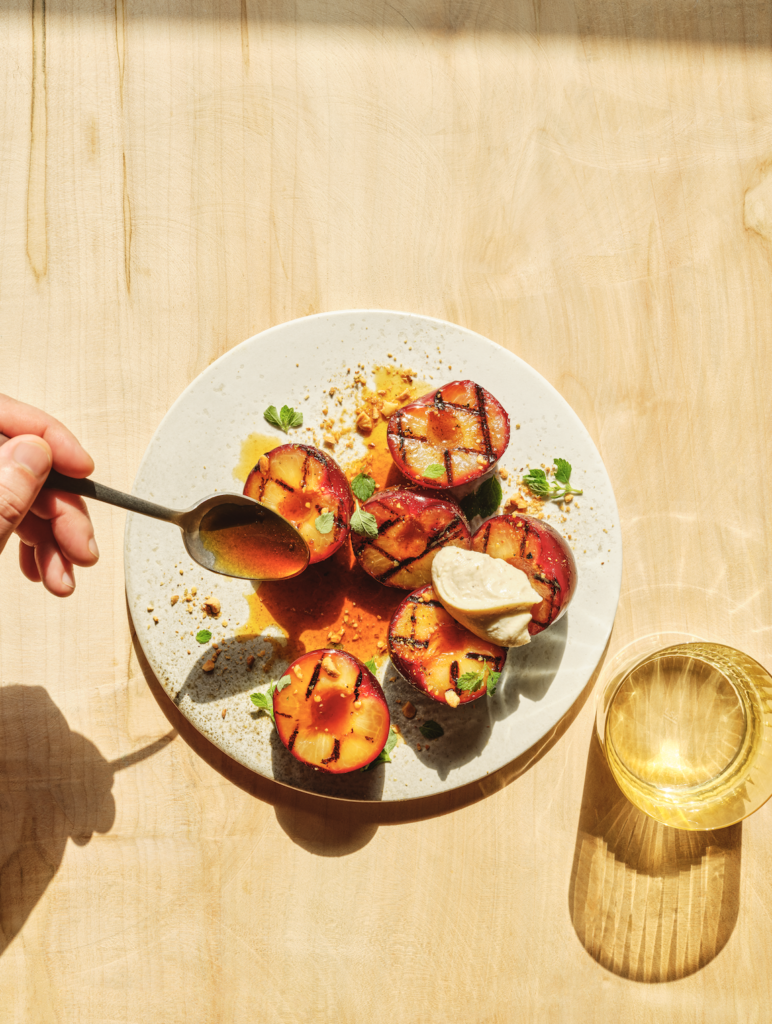 Courtesy Grilled Plums with Spiced Mascarpone Recipe Image