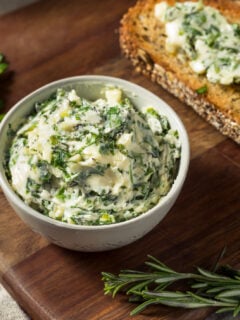 Healthy Homemade Garlic Herb Butter and Bread with Rosemary and Parsley