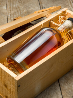 Gift box wooden crate barrel aged whiskey