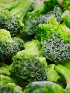 Frozen broccoli in a pile